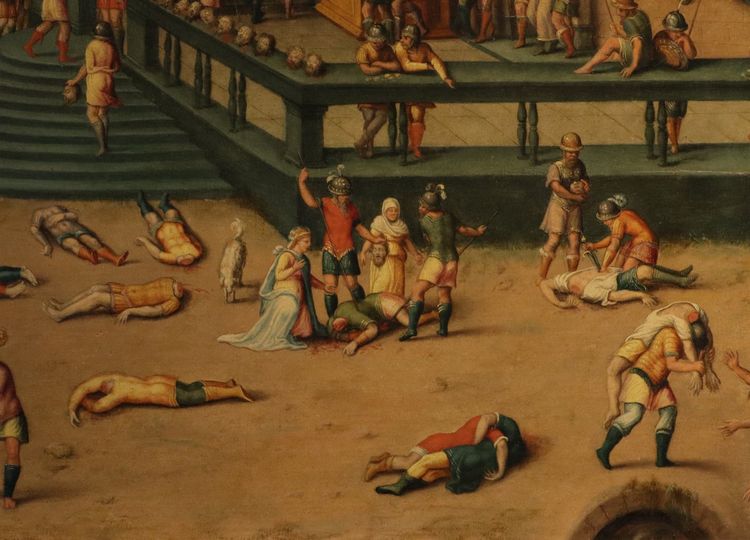 Massacro ordinato dai Triumviri, Antoine Caron (Beauvais, 1521 - Parigi, 1599) bottega
