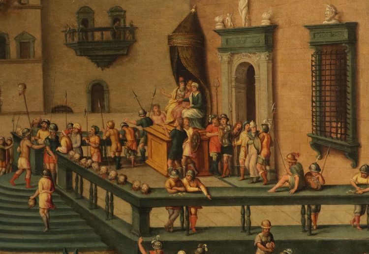 Massacro ordinato dai Triumviri, Antoine Caron (Beauvais, 1521 - Parigi, 1599) bottega