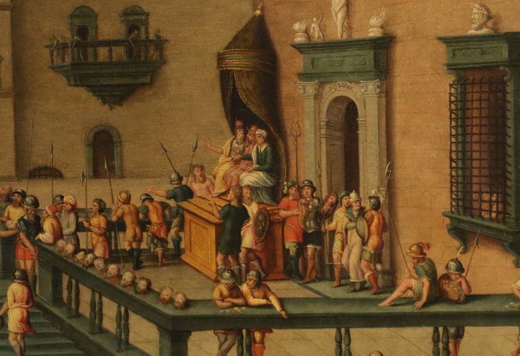 Massacro ordinato dai Triumviri, Antoine Caron (Beauvais, 1521 - Parigi, 1599) bottega
