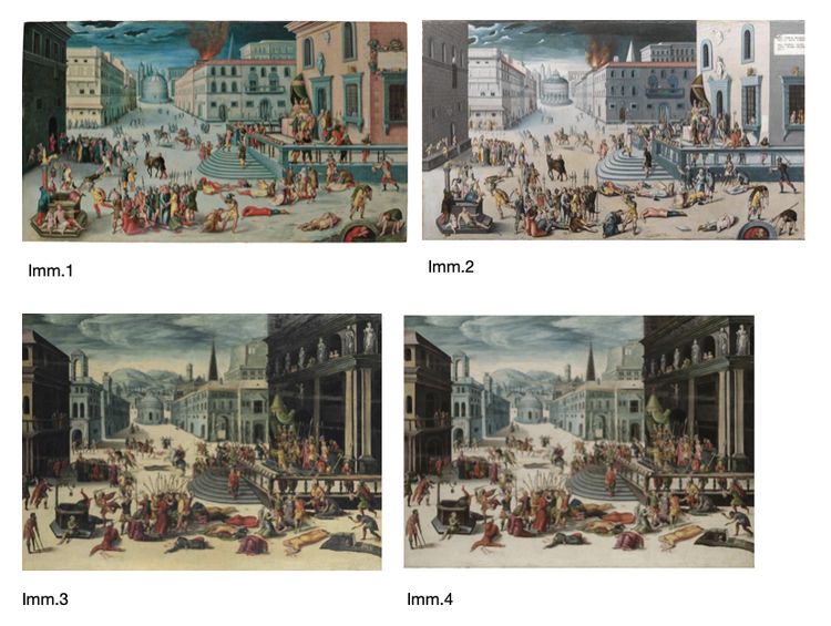Massacro ordinato dai Triumviri, Antoine Caron (Beauvais, 1521 - Parigi, 1599) bottega