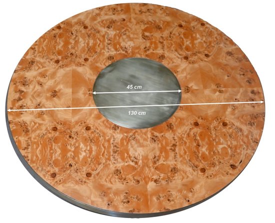 Table Ronde en Loupe de Thuya et Métal Doré – 1980