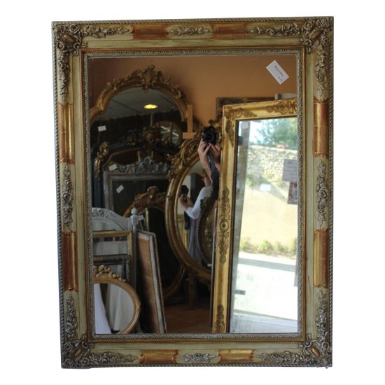 Rectangle Mirror Gold Leaf Restoration And Patina 90 X 114 Cm