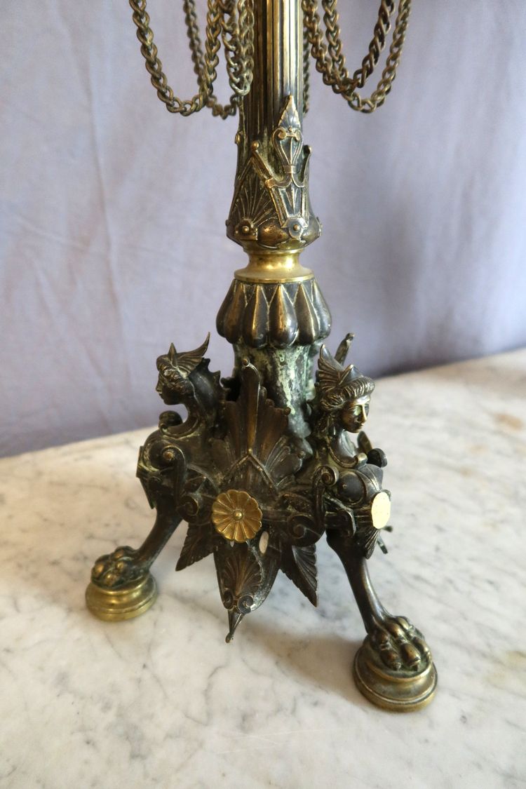 Pair of bronze candelabra in the Barbedienne style 19th century