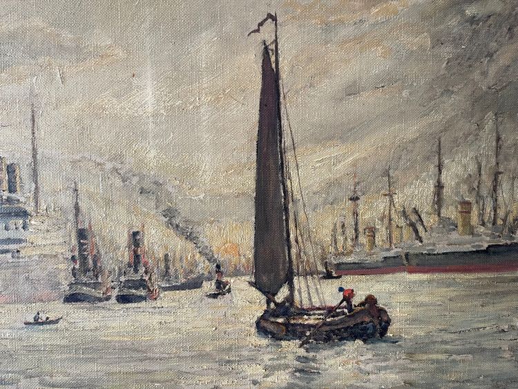Fernand Laval (1886-1966) - The Port of Rotterdam, 1926 - Oil on canvas signed