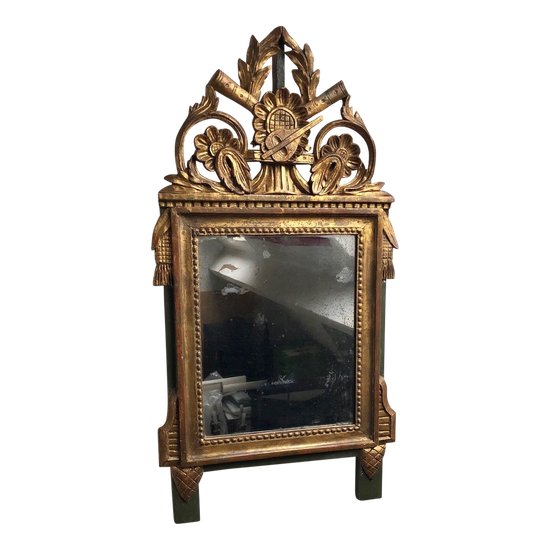 French Louis XVI golden wooden mirror