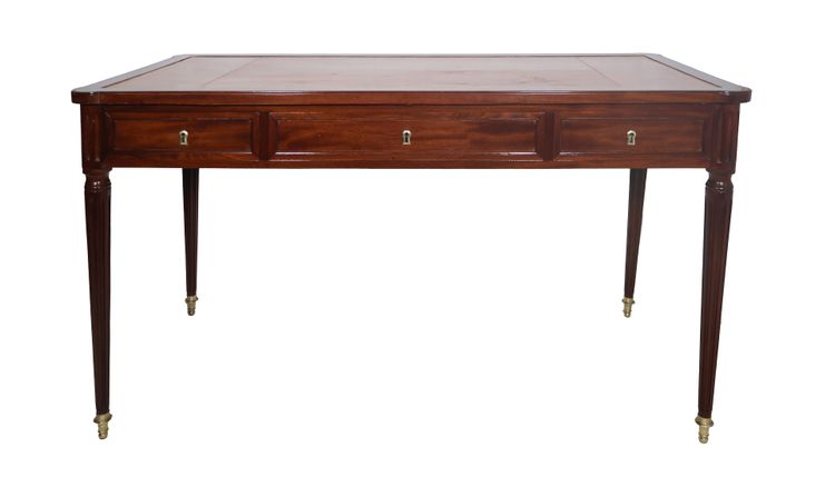  Bureau plat double face en acajou Époque Louis XVI