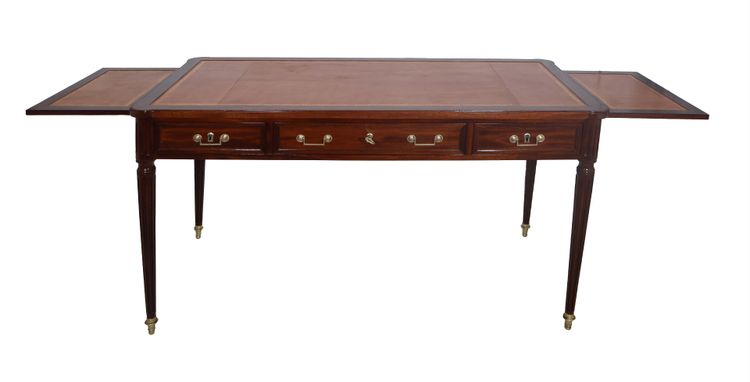  Bureau plat double face en acajou Époque Louis XVI