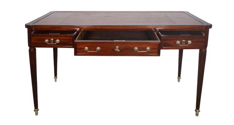  Bureau plat double face en acajou Époque Louis XVI