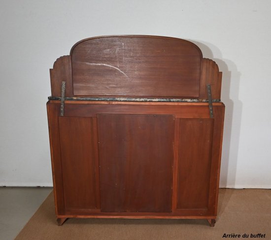 Veneered sideboard with burr cedar and black marble, Maison Stourm - 1940