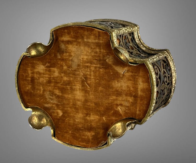 NAPOLEONE III CASSA TRAFORATA IN BRONZO DORATO/ARGENTO CON PLACCA DI SÈVRES