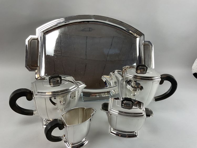 Ravinet D’Enfert 5-Piece Art Deco Silver-Plated Coffee Set 
