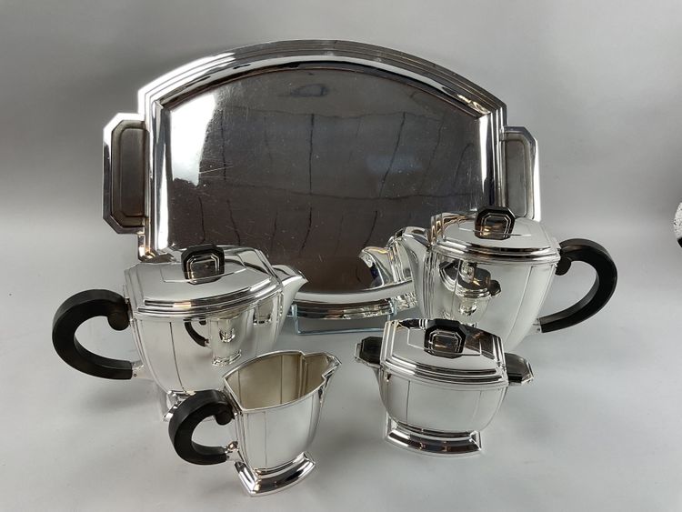 Ravinet D’Enfert 5-Piece Art Deco Silver-Plated Coffee Set 