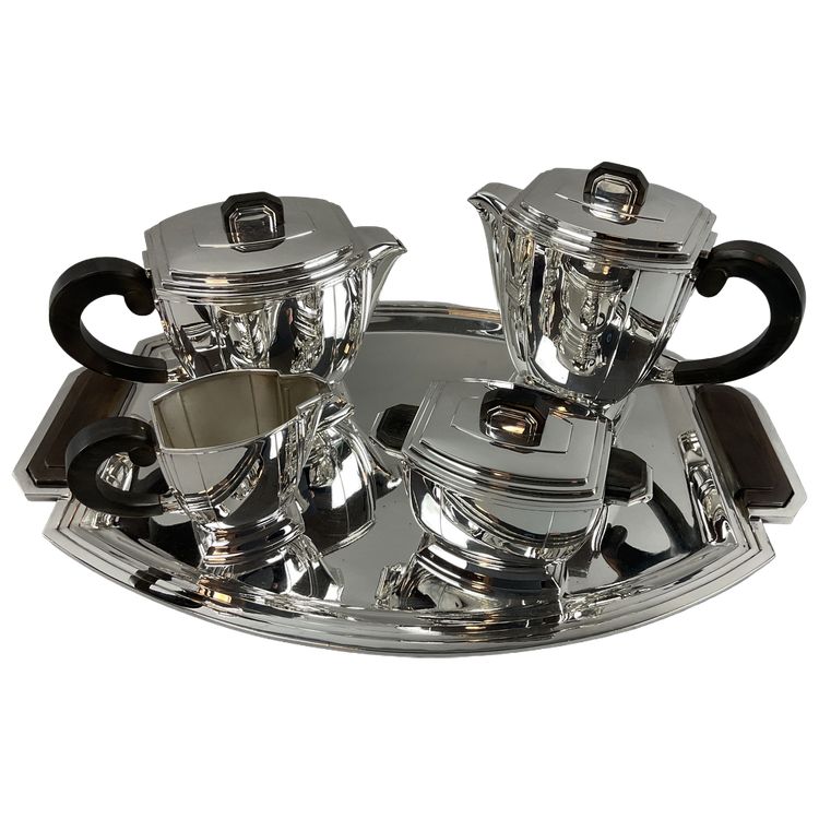 Service à café Art déco en métal argenté Ravinet D’Enfert 5 pièces 