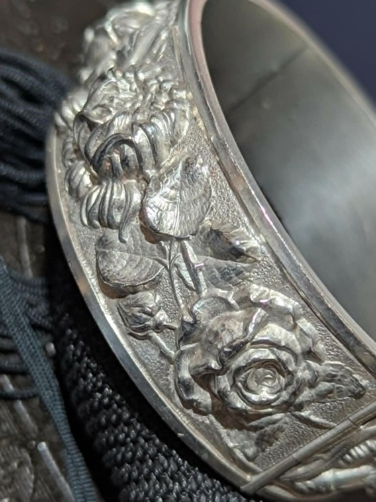 Art Nouveau Bracelet Jonc Argent Allemande Antique CIRCA 1900