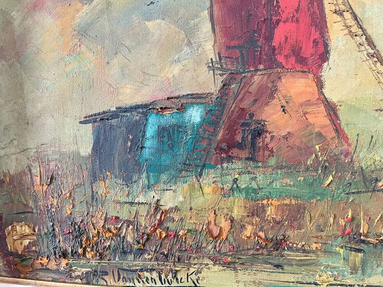 Roger Vandenbulcke (1921-) – Il Moulin Rouge – Olio su tela, 1972 circa