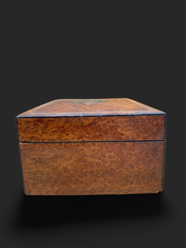 Grande boîte en Loupe d'Orme,  Epoque Napooléon III, 32x14x26cm