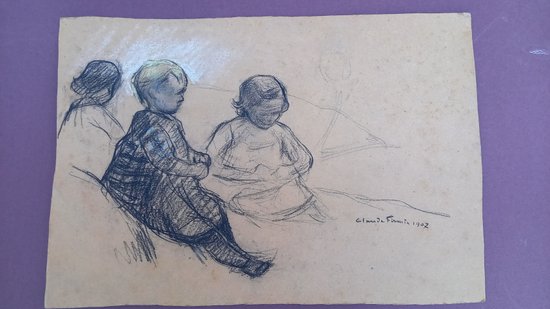  Three young children /drawing by Claude Firmin