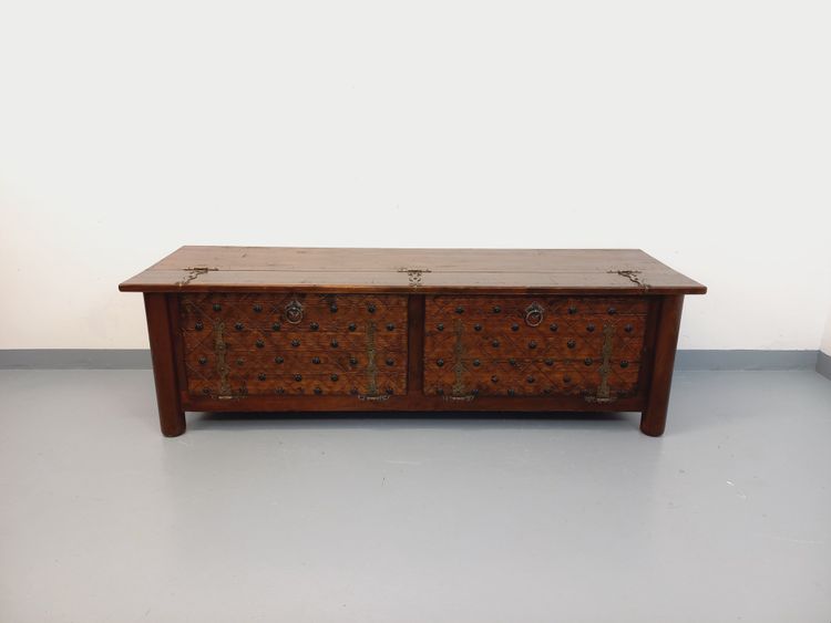 Low brutalist sideboard by Georges Robert, made of dark pine, from the 1950s–1960s