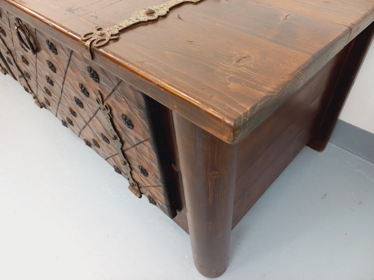 Low brutalist sideboard by Georges Robert, made of dark pine, from the 1950s–1960s