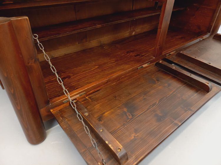 Low brutalist sideboard by Georges Robert, made of dark pine, from the 1950s–1960s