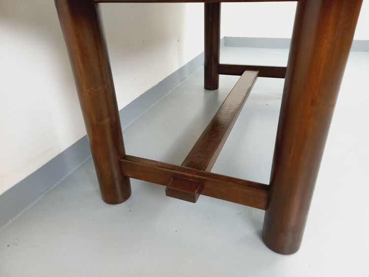 Rectangular Brutalist dining table by Georges Robert, made of dark pine, from the 1950s and 1960s
