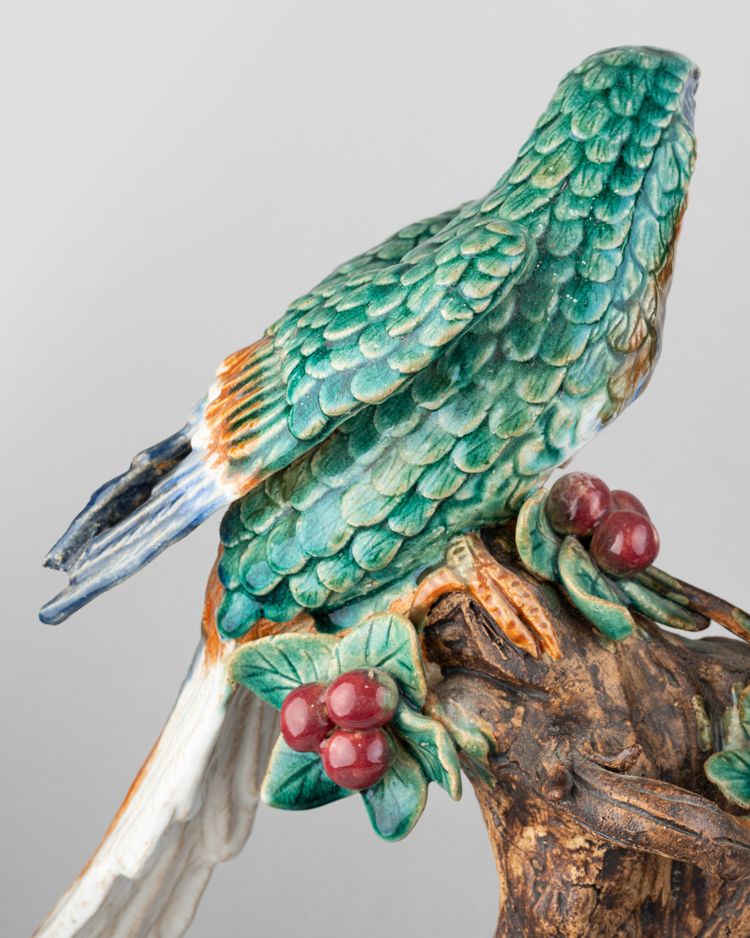 Glazed Terracotta with Parrots, 19th Century