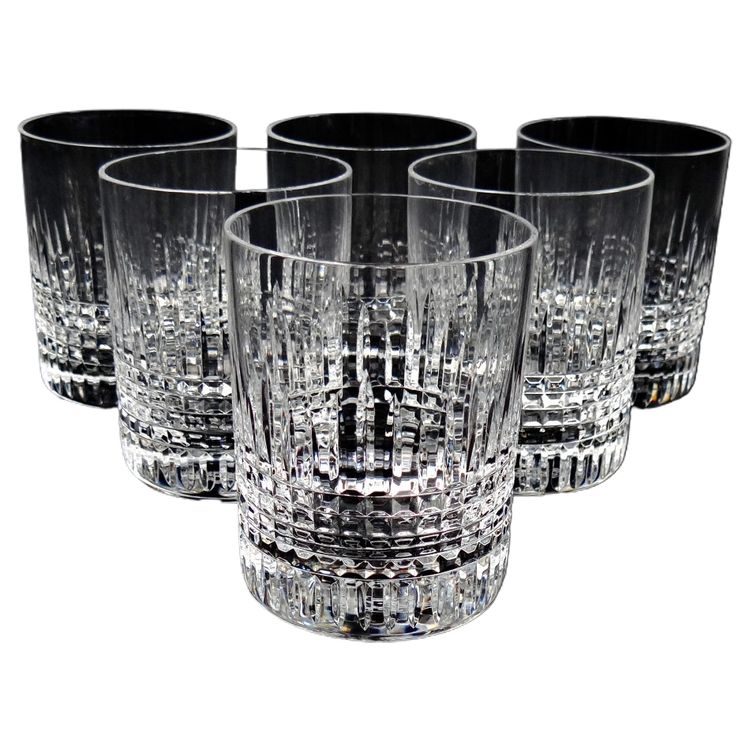 Baccarat France série de 6 gobelets à whisky en cristal modèle Nancy début XXe