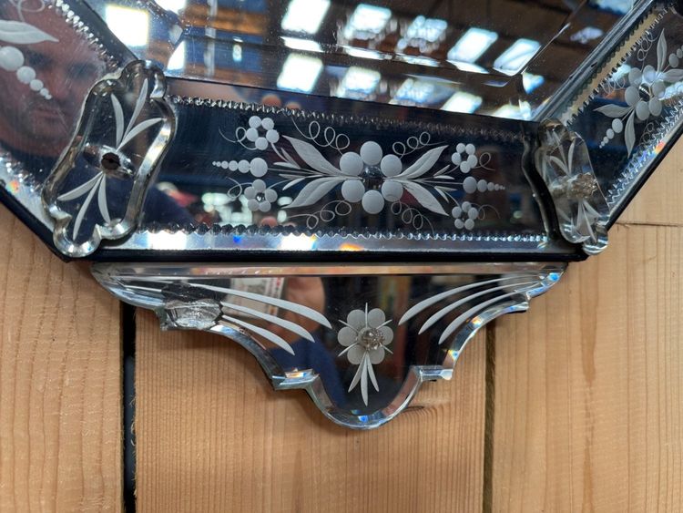 Specchio veneziano ottagonale – epoca Napoleone III – Vetro molato inciso