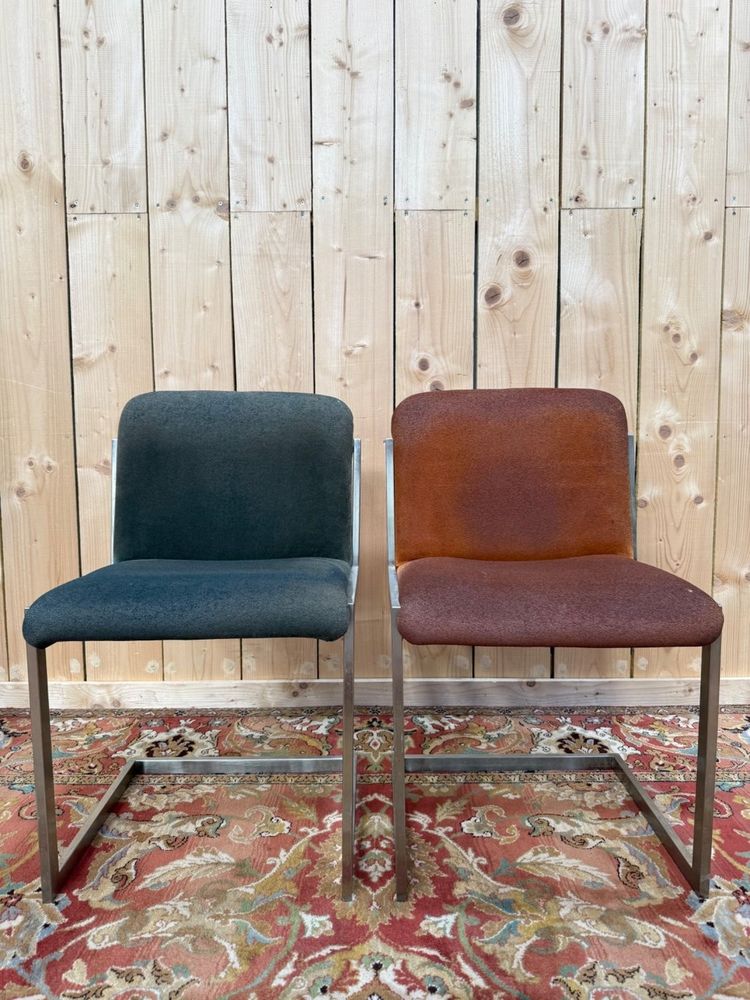 Suite di 8 sedie – Epoca 1970 – Base a slitta in acciaio inox