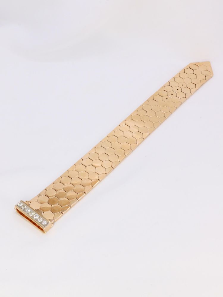 Bracciale a cintura vintage in oro rosa con diamanti da 1,4 ct