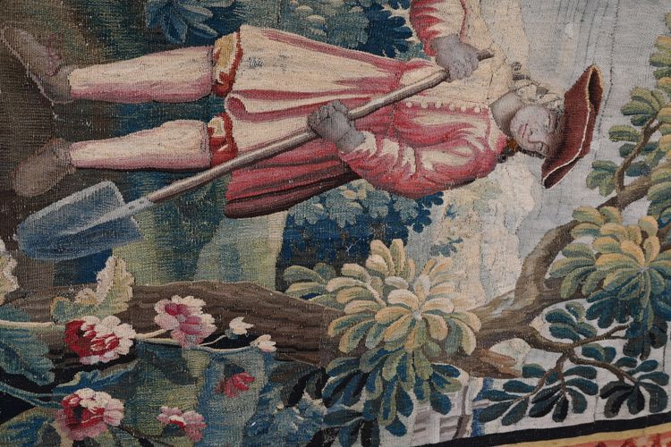 Arazzo su porta con giardiniere  Aubusson  del XVIII secolo