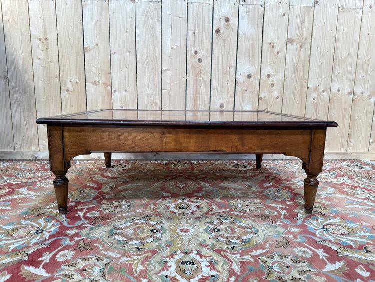 Coffee table – Classic French style – Cherry, oak, marble