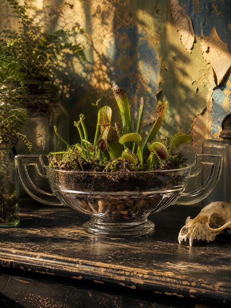 Art Deco-style glass goblet, in the style of Val Saint Lambert, with wide handles