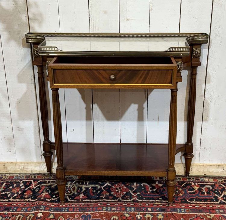 Consolle in mogano con piano in marmo bianco in stile Luigi XVI degli anni '60