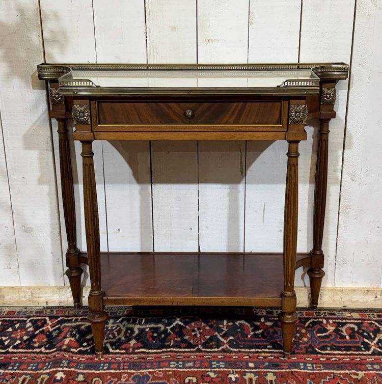 Consolle in mogano con piano in marmo bianco in stile Luigi XVI degli anni '60