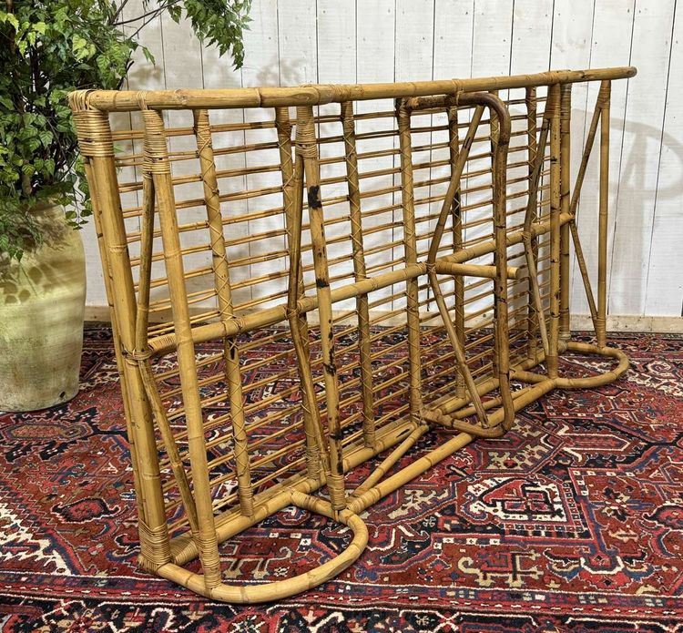 Lettino in rattan e bambù degli anni '60 