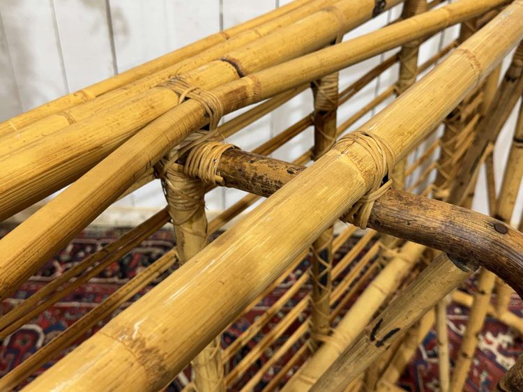 Lettino in rattan e bambù degli anni '60 