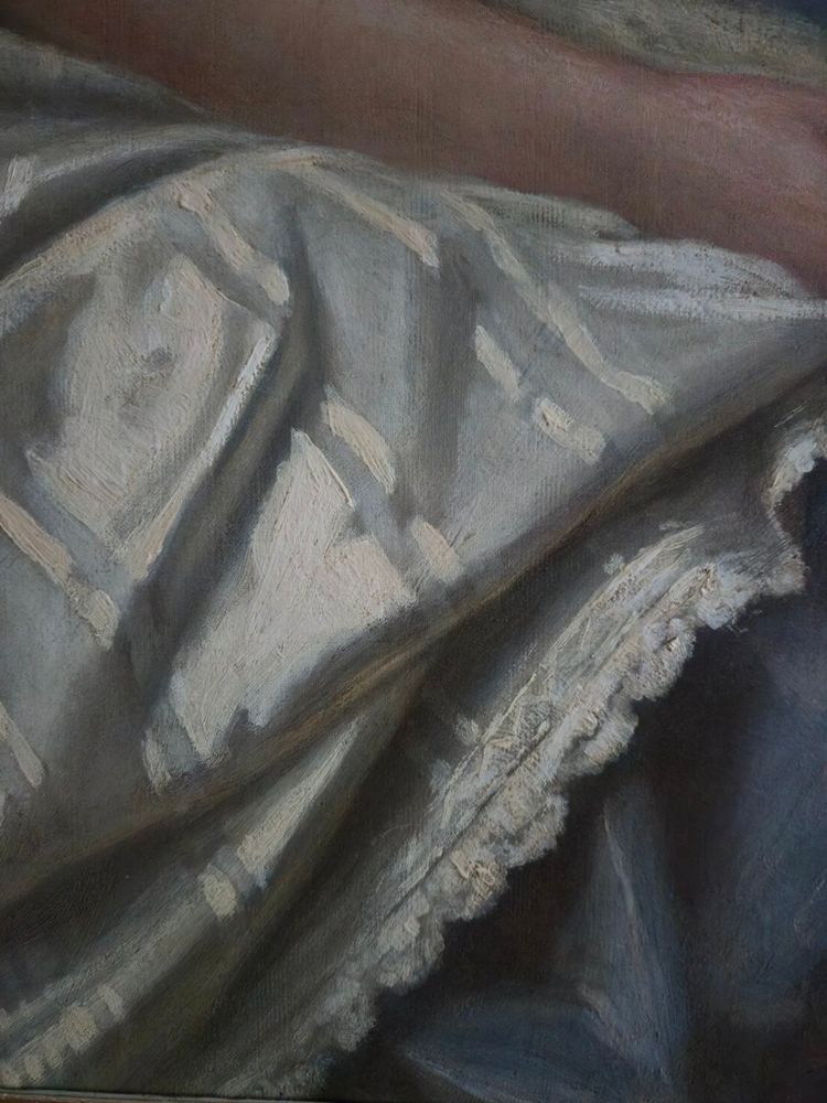 Charles Démory, Grande ritratto di una donna elegante nello stile dei ritratti di corte, circa 1870.