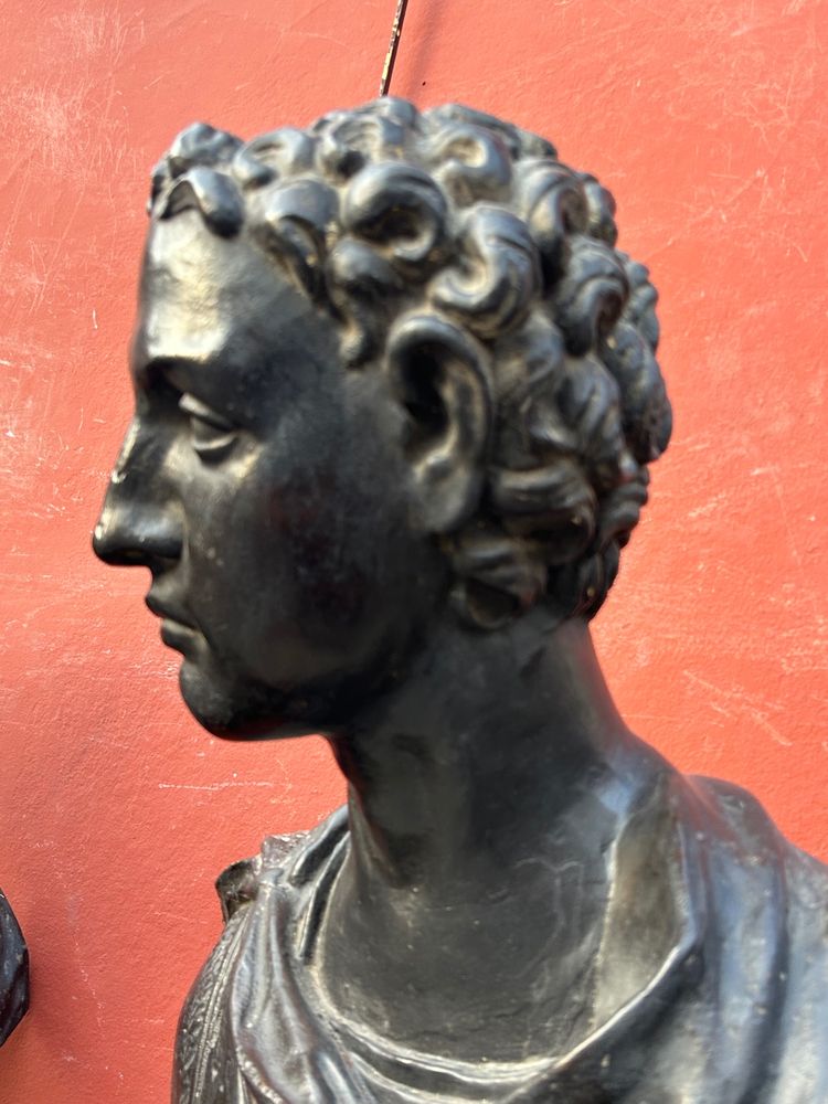 Importante coppia di busti in stile antico in gesso del XVIII secolo – busto romano, Italia, H 90 cm