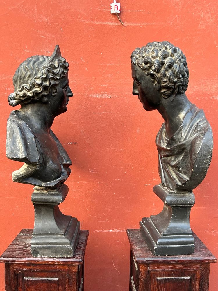 Importante coppia di busti in stile antico in gesso del XVIII secolo – busto romano, Italia, H 90 cm