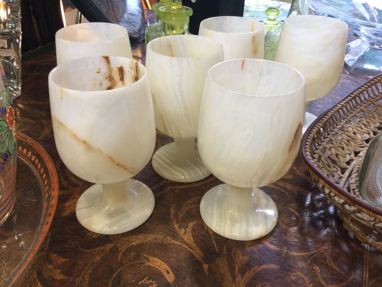 6 onyx glasses, 1970s