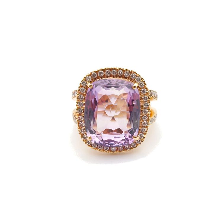 Anello con ametista "Lilas", diamanti e oro rosa 18 carati