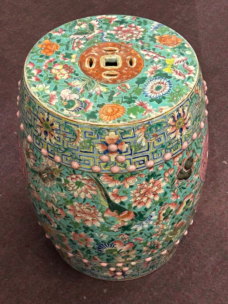 Tabouret de jardin Chinois famille rose époque XIXéme siècle - porcelaine de Chine