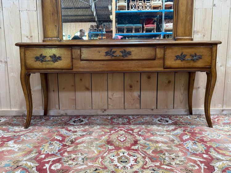 Console style Louis XV et miroir surmonté – Chêne massif – XIXe siècle