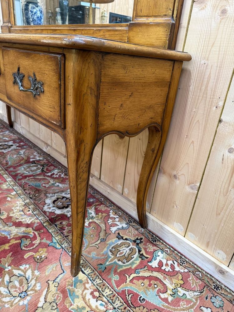 Console style Louis XV et miroir surmonté – Chêne massif – XIXe siècle
