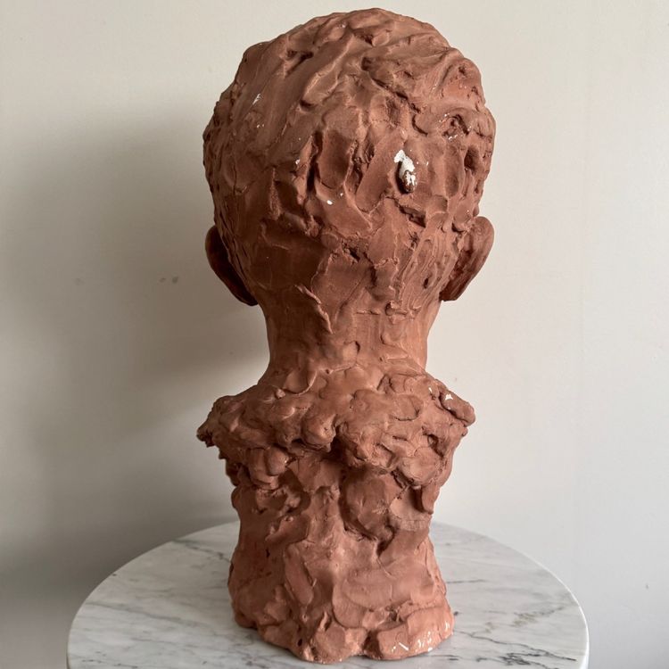 1930s plaster studio bust of a man with a mustache