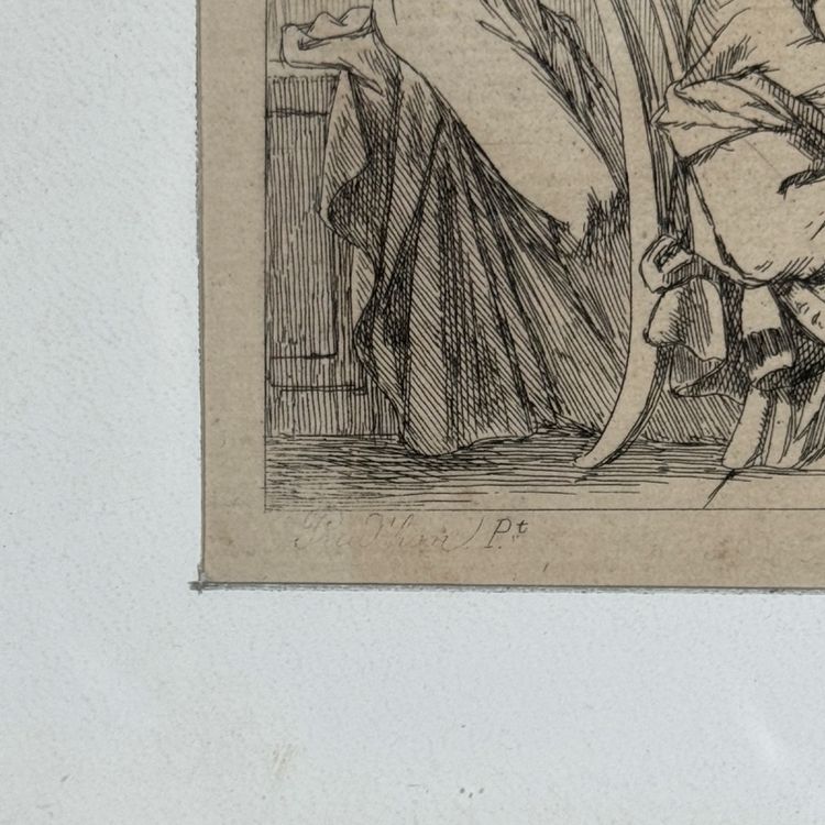 Antique engraving by Leopold Flameng depicting a scene in the classical style