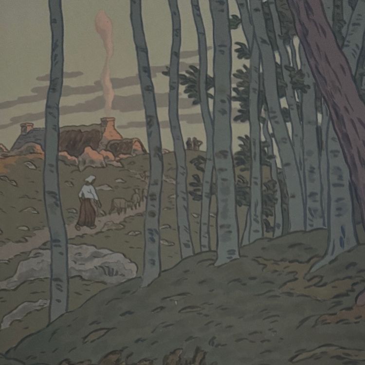 Lithograph by Henri Rivière: The Magic of the Hours - The Last Rays
