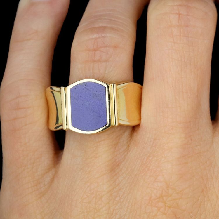 Chevalière lapis-lazuli et or