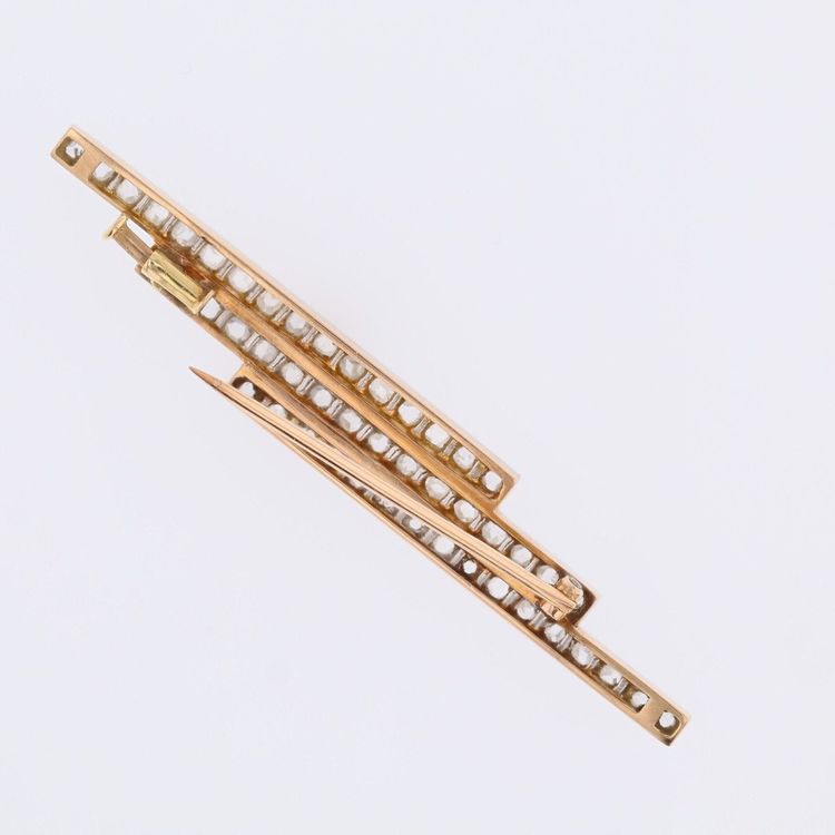 Broche ancienne éclair diamants taillés en rose